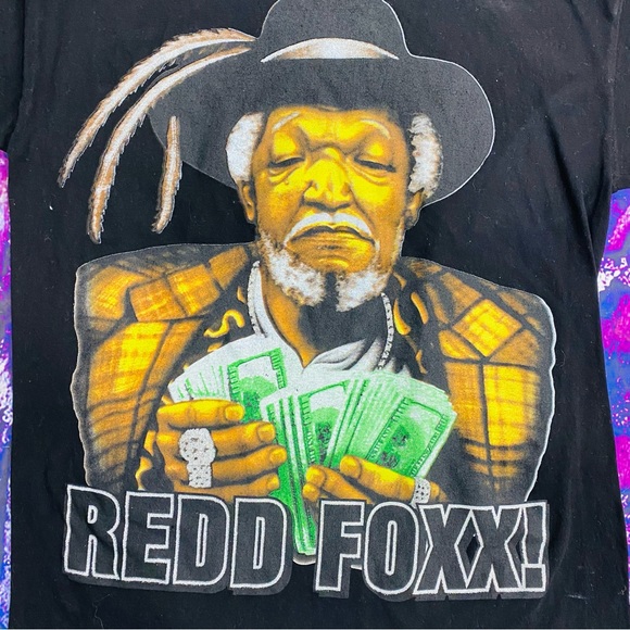 Vintage Rare Redd Foxx 2XL Big Graphic Rhinestones T-Shirt Rap Tee - Picture 3 of 3